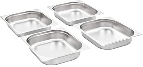 Generico Contenitori Gastronorm 4 pz GN 1/2 65 mm in Acciaio Inox,Argento,2.2kg,50887