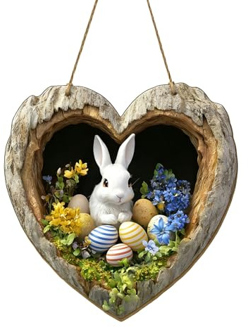 Osterhase Türschild Türdeko Ostern Haustür Hängend Fensterdeko, Bunter Osterkranz Hübsche Osterdeko Innen zum Aufhängen Frühlingsdeko Wanddeko Easter Decoration Osterdekoration Osteranhänger (#01)