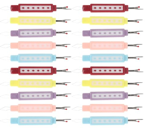 YOSADIER 20 Pezzi Strumento da Cucito 2 in 1 Leggero in Plastico e Metallo, Infila Aghi Precisione per Macchina da Cucire e Cucito a Mano, Dimensioni Compatte 11x1,3x0,3 Cm Colore Casuale