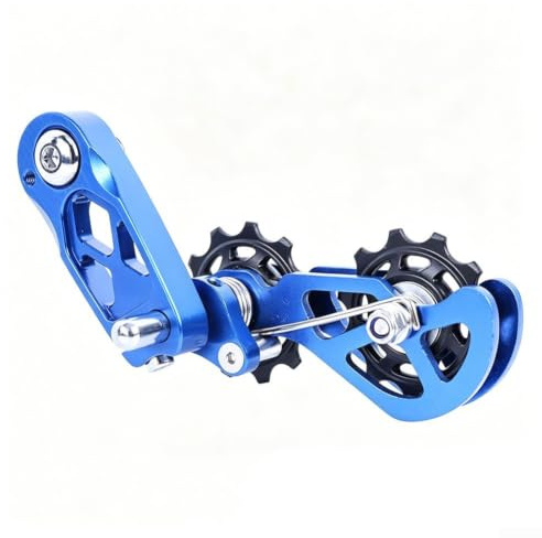 Caswynlife Kit tensor de cadena de bicicleta de una sola velocidad para 8-12 velocidades, guía de cadena de aleación de aluminio anticaída para bicicletas MTB y Fixie de caída horizontal (azul)