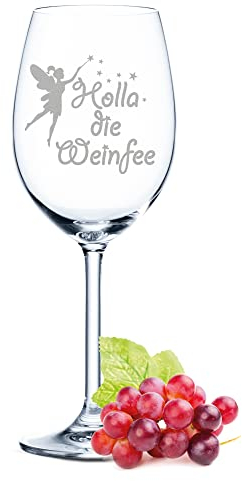 Leonardo - Copa de vino con grabado - Holla die Weinfee - Regalo para aficionados y amantes del vino - Copas de vino - Regalo de cumpleaños para mujeres y hombres - Color: Daily