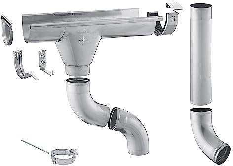 ZAMBELLI 2m Kit Complet Gouttière Zinc 105mm Argent 1 Côté de Toit Carport 70m²