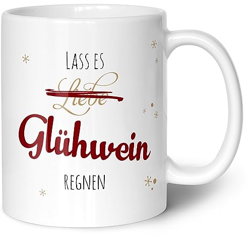 Printed Mug with Christmas Motif - Let it Mulled Wine Rain - Mulled Wine Mug as a Gift for your Best Friend - Christmas Gifts for Her - Colour: White