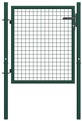 Festnight Gartentor Metall 100x75 cm Gartentür Gartenpforte Einzeltor Zauntor Hoftor Tür Tor Zauntür Abschließbar Einfahrtstor Pforte mit Pfosten Flügeltore Stahl