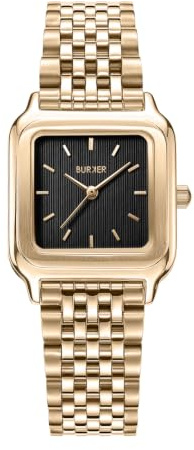 BURKER Damenuhr Macy | Quadratische Damen Armbanduhr Gliederarmband Edelstahl Analog Quarz 3-ATM Wasserdicht Geschenk für Frau, Freundin, Mama