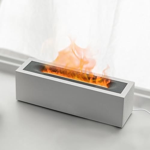 Shiawase Aroma Diffuser mit Flammeneffekt, Ätherische Öle Diffuser 200ml, Luftbefeuchter mit 2 Farbe Licht, Humidifier DuftöL Diffuser Duftlampe für Kinder, Zuhause Büro, Raumduft oder Yoga (Weiß)