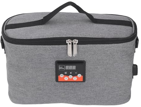 Fdit Scaldavivande per Auto Accendisigari Portatile 8L 30W Display Controller Borsa Scaldavivande per Auto con Maniglia per Lunch Box (GRAY)