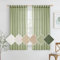 Woaboy Leinen Gardinen Kruz Vorhänge Wohnzimmer Leinenoptik Halbtransparent Schlaufenschal mit Bleiband Fensterschal Schlafzimmer Modern Stores Gardine 2er Set 140x175cm (BxH) Grün