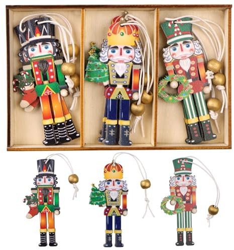 ZYDYRX 9 pcs Colgantes de Madera para árbol de Navidad Adornos navideños creativos Etiquetas de Regalo Coloridas Listos para Colgar B
