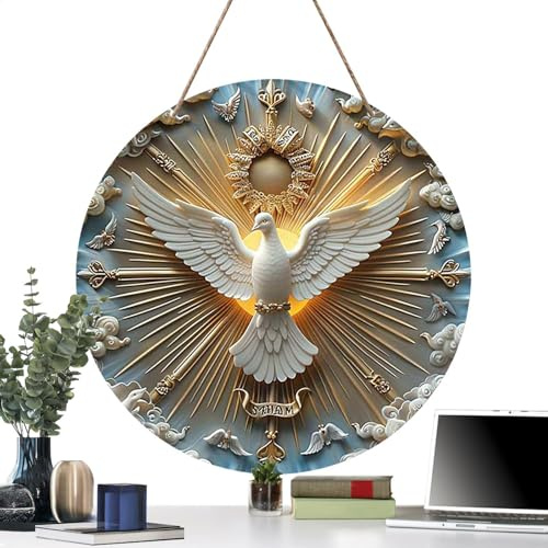 Cartello di benvenuto per porta d'ingresso, cartello di benvenuto in legno rustico con colombe della pace, cartello per porta d'ingresso, decorazione da parete per casa, gancio per porta, cartello di