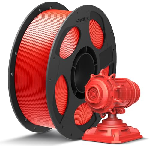 ANYCUBIC PLA+ Filament 1.75mm, Refill PLA Plus Filament und Spool Kit, Hohe Zähigkeit und Präzision -3D-Druckmaterialien, Intelligente Identifikation,1KG Leuchtend Rot