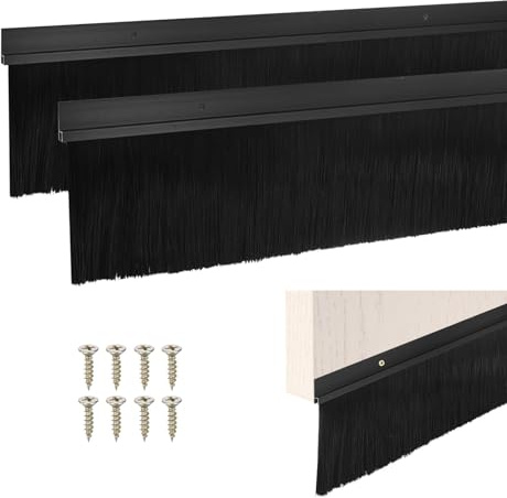 M METERXITY Juego De 2 Escobillas Para La Parte Inferior 39 L Negro | De La Puerta, 4.9 W, Base De Aleación De Aluminio En Forma De H, Con Cerdas De Nylon De 39
