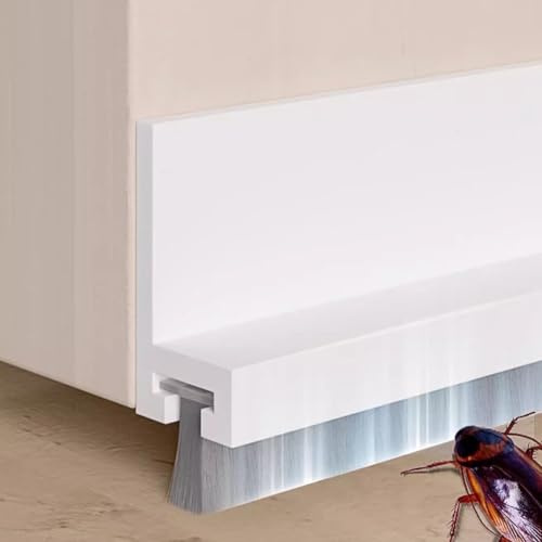 Türbodendichtungsstreifen, S-Lücken, TPE, wetterfest, Luftstopper für Türen, Zugluftstaub, inkl. Geräuschbürste, 100 cm, Grau
