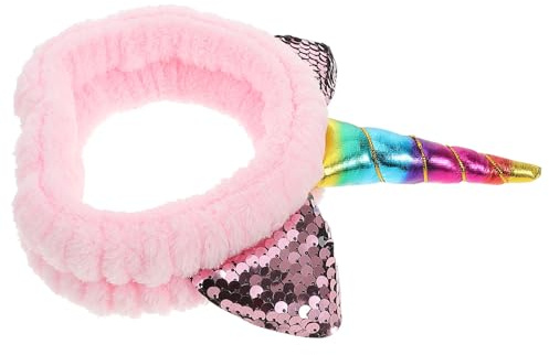 FIXOSHEE Bandeau Licorne en Corail Doux Visage Taille Unique Bandeau Maquillage Extensible Antidérapant pour Femmes Filles Soins Peau Spa