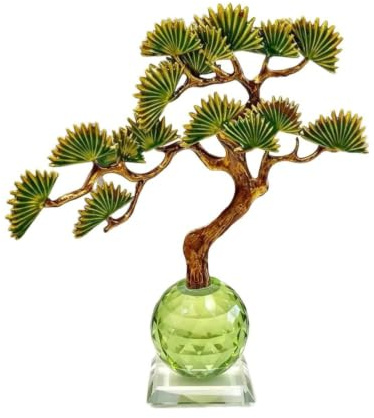 240 mm stor harts Welcome Pine Crystal Ball Dekor, | Kinesiskt Feng Shui Pengaträd med Thuja Base, New Oriental Zen Skrivbordsdekoration