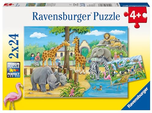 Ravensburger Puzzle Willkommen im Zoo - 2x24 Teile Puzzle ab 4 Jahre | 2x24 Teile Puzzle, Kinderpuzzle ab 4 Jahre, Ravensburger Qualität