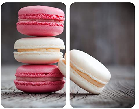 WENKO Placas protectoras para cocina Mod Macarons, ajustable en altura para todo tipo de cocinas, tabla de cortar y protector contra salpicaduras, vidrio, 30 x 52 cm, juego de 2