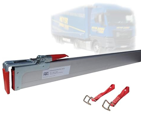 NTG Zwischenwandverschluss aus Aluminum mit 2 Stück Halteschlaufen | Klemmbrett | für Breiten von 2400 bis 2700mm | Ladungssicherung und Transportsicherung für PKW LKW Anhänger und Transporter
