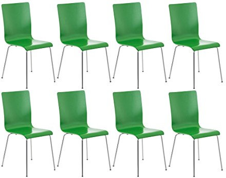CLP 8er-Set Wartezimmerstuhl Pepe mit ergonomisch geformten Holzsitz und Metallgestell I 8X Konferenzstuhl erhältlich, Farbe:grün