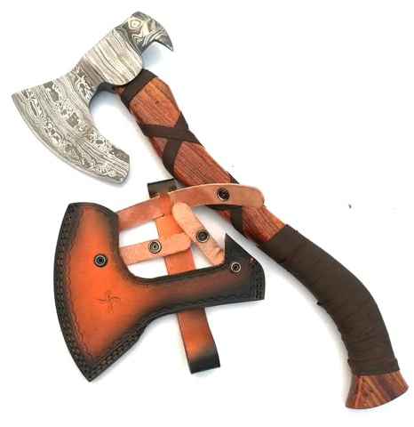 Damascus Steel Axe/Rose Wood Handle 670
