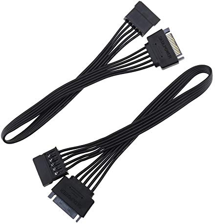 2 unids SATA cable de extensión de alimentación, 15 pines macho a hembra cable de disco duro 30 cm 18 AWG para HDD SSD unidades ópticas grabadores de DVD