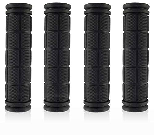Winlauyet Lot de 2/4 Paires de Poignées de Guidon Antidérapantes en Caoutchouc Souple pour Vélo d'Enfant, VTT, Vélo de Route - Résistant aux Chocs (Noir)