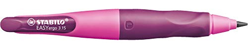 STABILO - Ergonomischer Druck-Bleistift für Linkshänder - EASYergo 3.15 in pink/lila - inkl. 1 dicken Mine - Härtegrad HB & Spitzer
