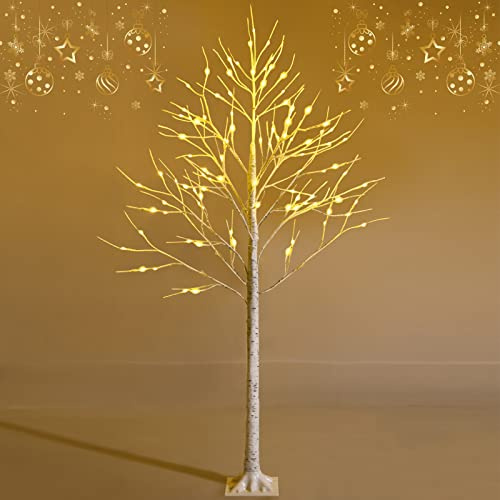 GOPLUS 120/150/180cm LED Baum innen, Lichterbaum Weihnachten mit 48/72/96 warmweißen LED Lichtern, künstlicher Weihnachtsbaum, Christbaum Birkenbaum Weihnachtsdeko für Zuhause, Party & Geburtstag