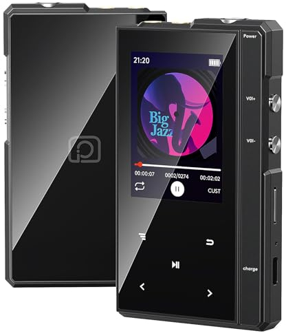 32GB MP3 Player with Bluetooth 5.0, Phinistec Z6 Digital Audio Player with Loud Speaker, 2.4'' IPS Super Battery Life Music Player with FM Radio, E-Book, Music Alarm Support up to 256GB