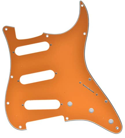KAISH Pickguard SSS Plektrumschutz für USA/Mexico Stratocaster/Strat Orange, 11 Löcher, 3-lagig