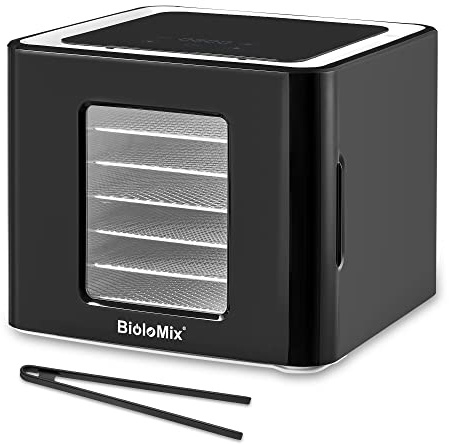 Biolomix Food Dehydrator with 6 Trays, LED Touch Control Design Adjustable Digital Temperature and Time, Food Dryer Machine for Jerky, Meat, Beef, Dog Treats, Fruit, Vegetable, Herb, Yogurt