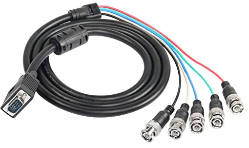 MEIRIYFA Meiriyyfa VGA till bnc videokabel, hd15 VGA till offentlig koncentrisk högupplöst HDTV Monitor kabel 5bnc rgb (svart) - 1,5m