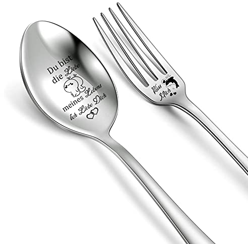 Ehefrau Ehemann Suppe Abendessen Gabel und Löffel Set Romantischer Geburtstagsgruß Geschenk Kaffee Löffel Hochzeitstag Gabeln Valentinstag Freund Freundin Geschenk Weihnachten Esslöffel Weißer Tag