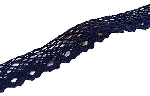 Vintage Spitzenband Borte aus Baumwolle Dekoband Zierband Spitzenstoff Spitzenborte Häkel-Borte Nähen Handwerk Weihnachtsdekoration Hochzeit Vorhang Deko Scrapbooking Geschenkbox Marineblau 3cmx5m