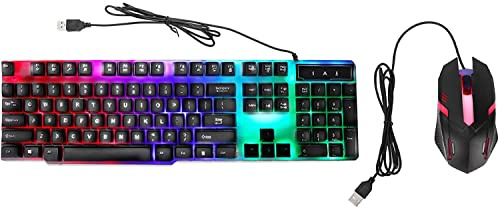 Combinazione mouse tastiera da gioco a 104 tasti, retroilluminazione colorata, cavalletto ergonomico stabile progettato, per il gioco del computer portatile a casa
