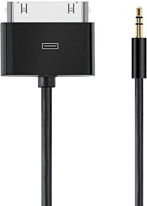 3.5mm AUX Input to 30-Pin Male Dock Connector Cable Adapter for Phone Pod Pad 7.87inch (Black)