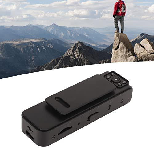 Videocamera Sportiva HD 1080P con Clip Posteriore, Videoregistratore con Obiettivo di Rotazione di 90 Gradi con Assorbimento Magnetico, Operazione con Tasto, per Casa e