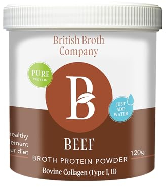 Dehydrated Beef Broth Powder, 120g (3 litres) - Not Hydrolysed. 100% Natural, Grass Fed Bovine Collagen Powder for Gut Health, Joint Health - Beef Bone Broth for Humans