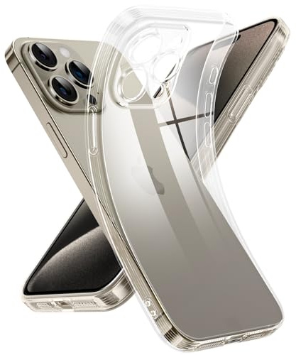 Supdeal Custodia Trasparente per iPhone 15 Pro Max, Mai Gialla con Protezione Fotocamera, Cover Case in Silicone Trasparente Ultra Sottile e Leggera, 6,7, Trasparente