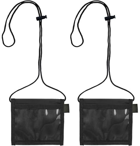 ZAHD 2 Stück Geldbeutel Brustbeutel Reisegeldbeutel Umhängegeldbeutel Geldbörse zum Umhängen Portemonnaie mit Sichtfenster Weicher Brustbeutel zum Reisen Unisex für Kasse Buskarte Studentenausweis