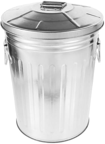 ABOOFAN Galvanized Trash Can with Lid, 8L Round Garbage Can Wastebasket Double Handle Metal Bucket Compost Bin Vintage Flower Pot for Home Office Bathroom Farm