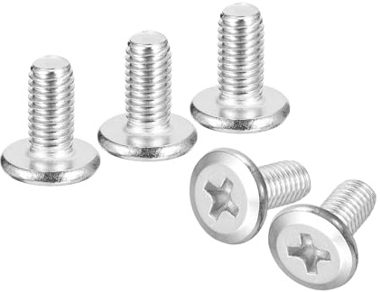 sourcing map Lot de 10 vis à tête cruciforme à tête ronde plate M5 x 10 mm, en acier inoxydable 304, filetage complet, finition brillante, vis de connexion pour meubles