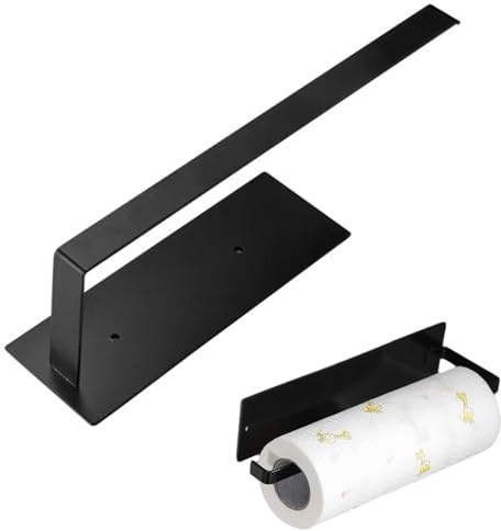 JJiaoLinin Paper Towel Holder, Black Magnetic Paper Roll Holder,No Drilling Required with Strong Adsorption for Kitchen & Bathroom