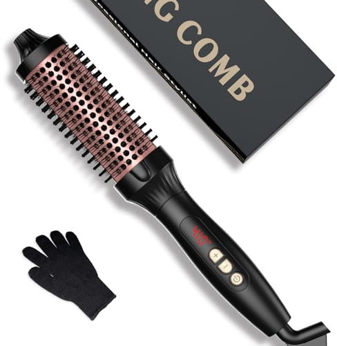 Thermal Brush 3 in 1, Thermobürste Wärmebürste 38mm, UKLISS Rundbürste 120-210℃, Lockenbürste Daul Spannung passend für Reise, Leichte Heat Brush zum Haarstyling - Kamm, Locken, Glätten