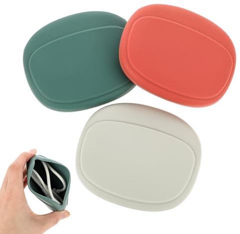 COMNICO 3 PCS Silicone Headphone Organizer Data Cable Storage Case Portable Mini Key Box Cord Organizer Pouch Bag Purse Travel Accessories Home or Workplace Lipstick Winder Holder Keeper