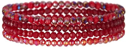 OPVYAEU Damen Kristall Perlen Armband Mehrschichtiges Steine Armband Boho Modeschmuck Beste Freundin Geschenke(red)