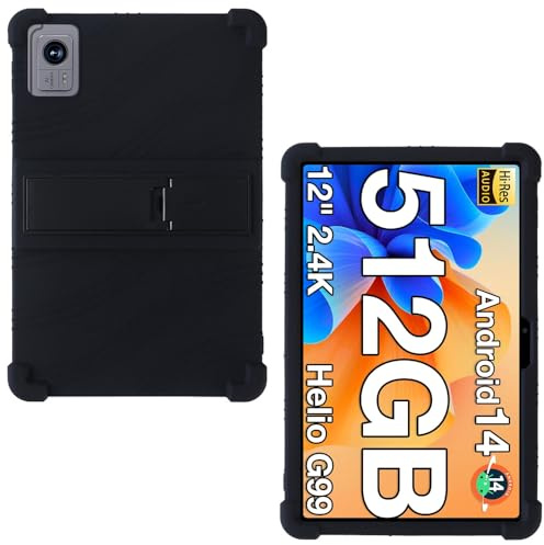 AKNICI 12 Zoll Silikon Hülle für TECLAST T60,DOOGEE T40 Pro/T20 Ultra,Headwolf HPad6/Headwolf Lite/Headwolf HPad6 Pro,OUKITEL OT5S/OT5,SGIN T12S,VASOUN M70,AvidPad A90,Vasoun P200, Schwarz