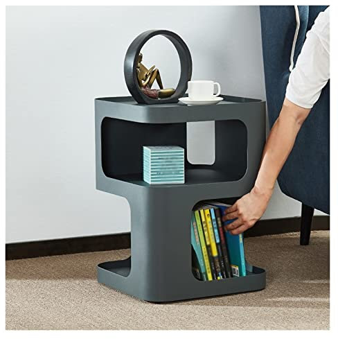 CCYENG Beistelltisch Quadratischer Beistelltisch Moderner 2-stufiger Kleiner Beistelltisch aus Metall Büro Wohnzimmer Sofa Beistelltisch Mini Couchtisch Schlafzimmer Nachttisch Beistellti