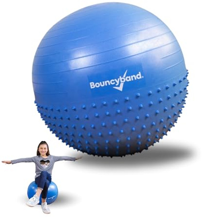 Playlearn BouncyBand Dual Sensory Exercise Ball for Kids with Half Pimpled Surface 55cm for Sitting, Bouncing, Rocking Gym Ball