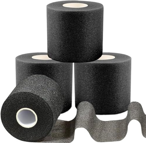 4 Rollen 6cm*20m Tape Sport Schwarz, Wrist Wrap, Stutzentape für Handgelenke Ellenbogen Knie Knöchel Underwrap Tape